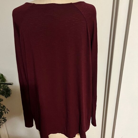 Dolan T-Shirt Long Sleeve with Pocket in Burgundy Size Medium - Picture 2 of 6